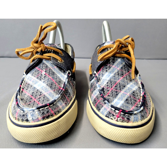 Sperry Top-Sider Shoes Loafers Womens 8M Sequin Blue Pink Plaid Flats #9447806 - Picture 4 of 13